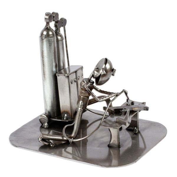 Alternate image for Rustic Metal Auto Parts Sculpture of Welder Rustic Welder