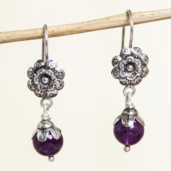 Alternate image for Artisan Crafted Amethyst Earrings Natural Affinity