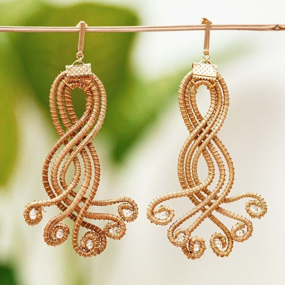 Handmade Crystal and Pine Needle Earrings 'Forest Medusa'