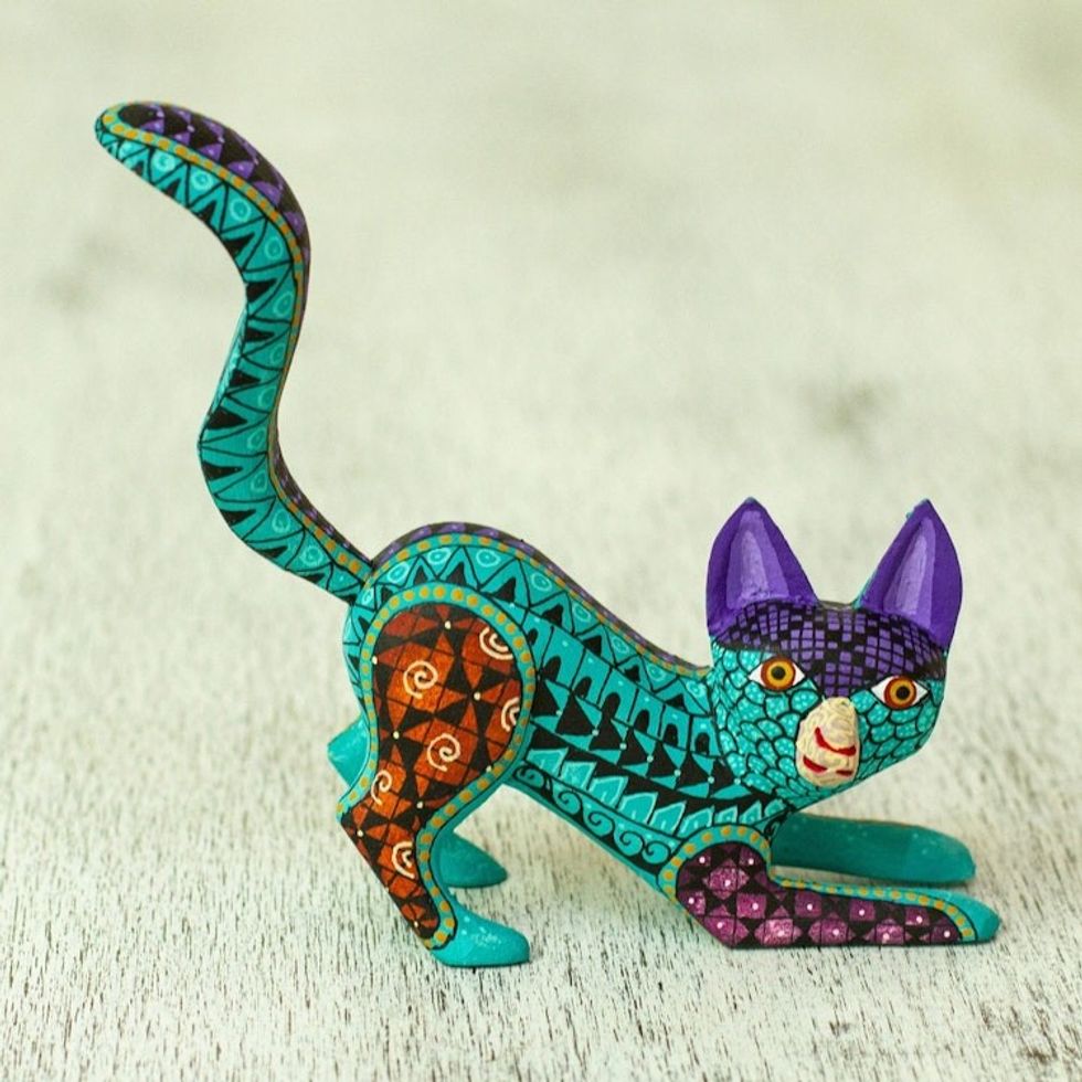 Colorful Fox Alebrije Sculpture 'Mountain Fox'