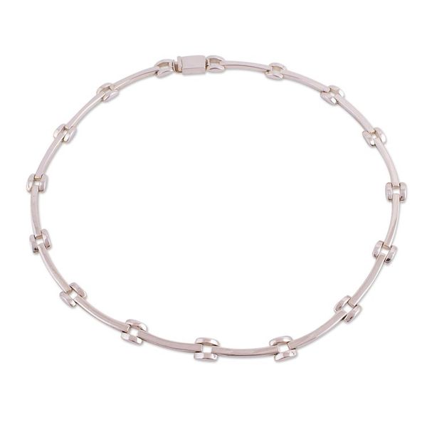 Alternate image for Taxco Silver Square Link Geometric Necklace from Mexico Square Links