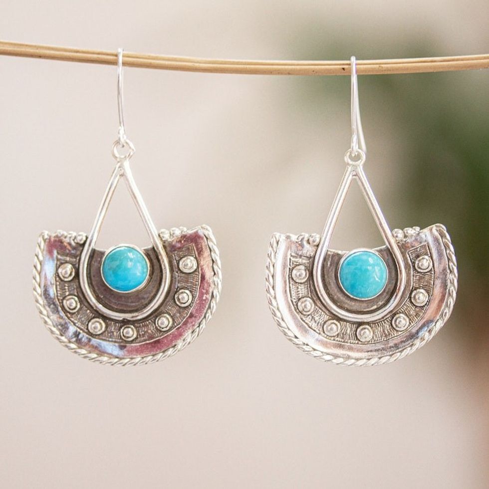 Sterling Silver and Turquoise Dangle Earrings from Mexico 'Turquoise Candy'