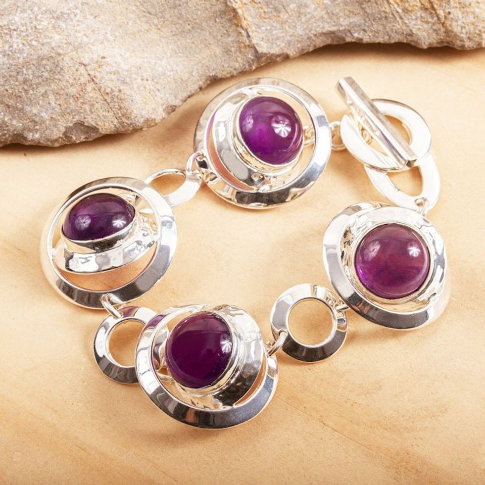 Sterling Silver and Amethyst Bracelet 'Double Window'