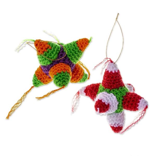 Alternate image for Hand Crocheted Colorful Piata Ornaments Pair Piata Cheer