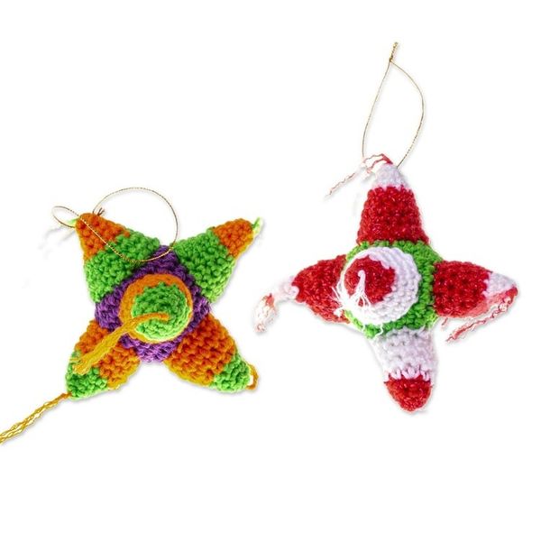 Alternate image for Hand Crocheted Colorful Piata Ornaments Pair Piata Cheer