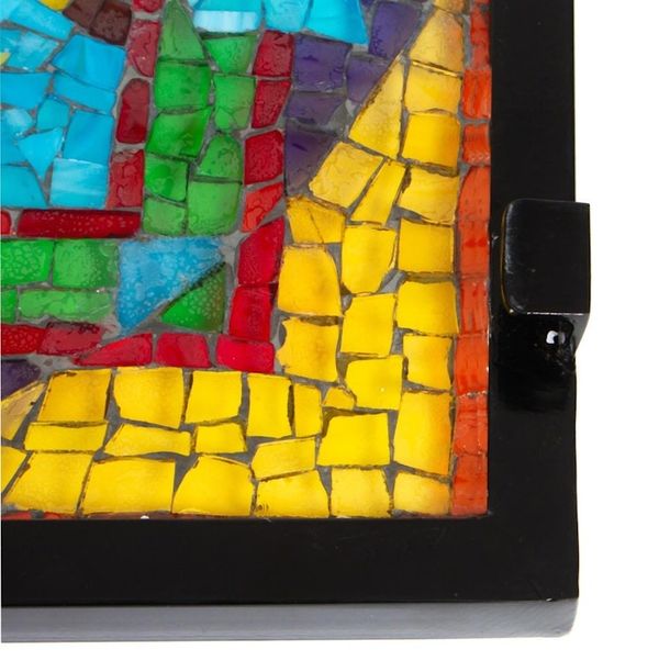 Alternate image for Mandala Inspired Cut Glass Mosaic Folding Table from Mexico Luminous Mandala