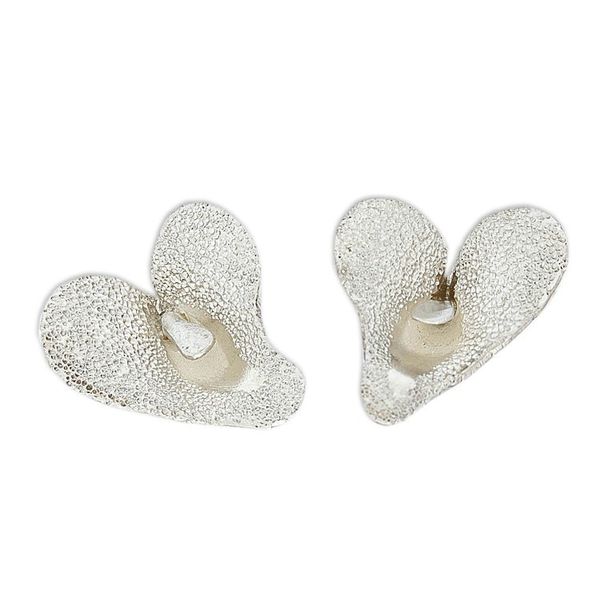 Alternate image for Floral Button Earrings in Sterling Silver Delicate Lily