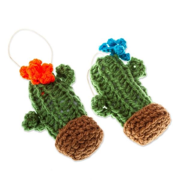 Alternate image for Crocheted Saguaro Cactus Ornaments Pair Saguaro Cheer