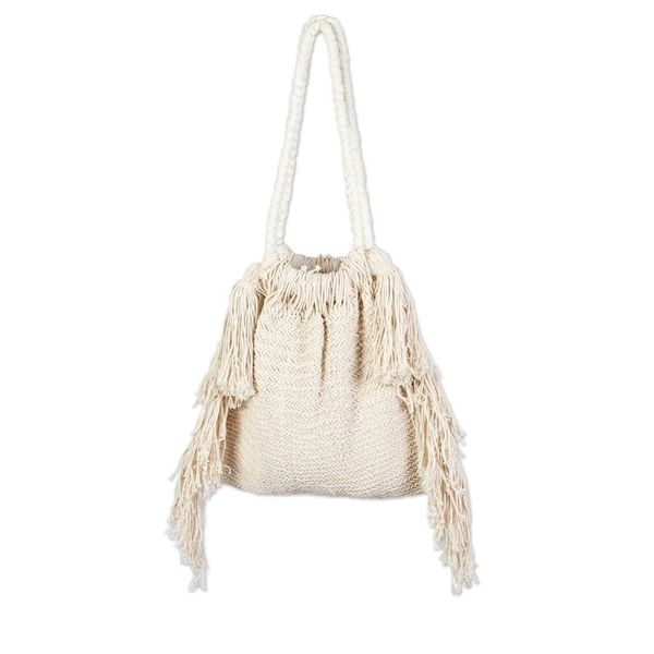 Alternate image for Macrame Cotton Shoulder Bag Terra Fria in Ivory