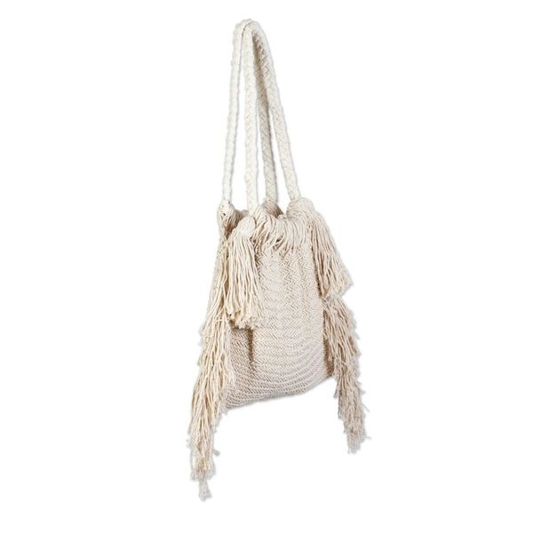 Alternate image for Macrame Cotton Shoulder Bag Terra Fria in Ivory