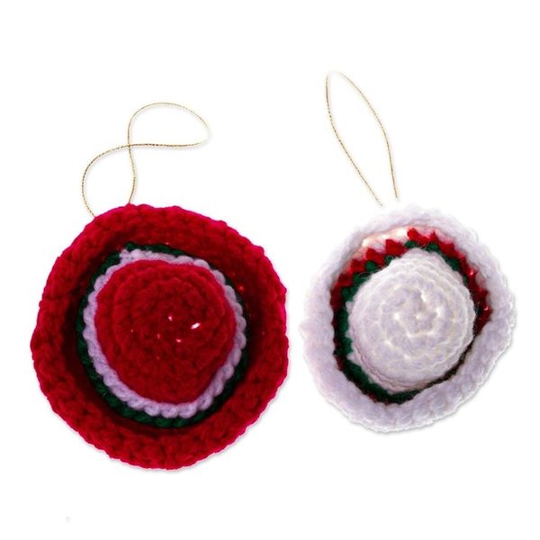 Alternate image for Hand Crocheted Sombrero Christmas Ornaments Pair Holiday Sombreros