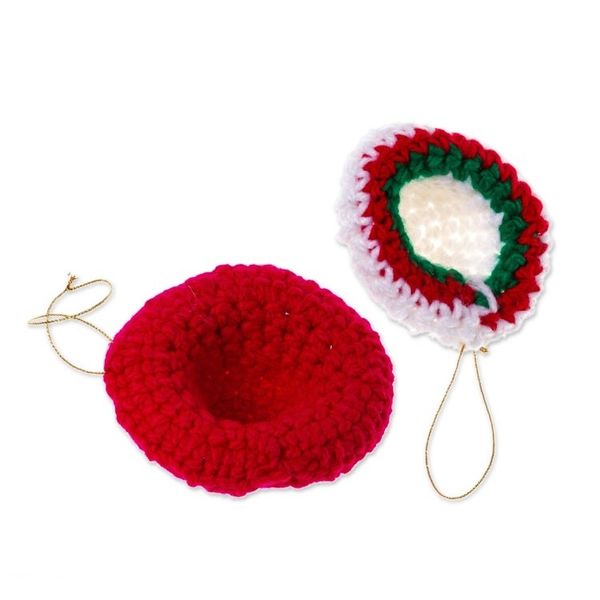 Alternate image for Hand Crocheted Sombrero Christmas Ornaments Pair Holiday Sombreros
