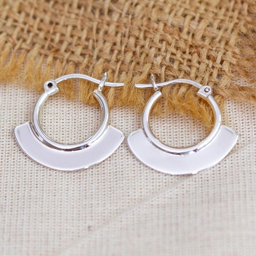 Polished Sterling Hoop Earrings 'Titania'