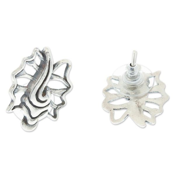 Alternate image for Sterling Silver Button Earrings with Aztec Snail Symbol Aztec Snail
