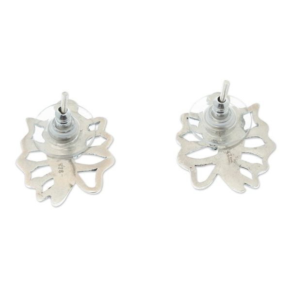 Alternate image for Sterling Silver Button Earrings with Aztec Snail Symbol Aztec Snail