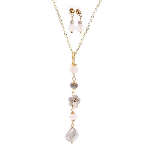 Alternate image for Necklace and Earrings Set with Multiple Gemstones Stardust