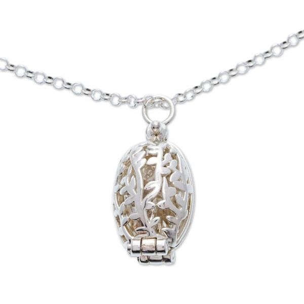 Alternate image for Leaf Motif Locket Necklace Birth of Life