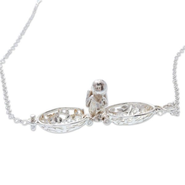 Alternate image for Leaf Motif Locket Necklace Birth of Life