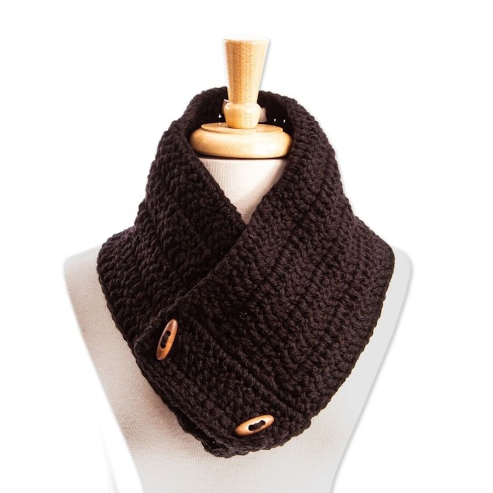Hand Crocheted Black Neck Warmer 'Warm Ebony'