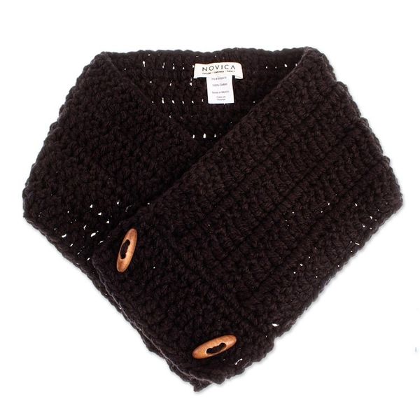Alternate image for Hand Crocheted Black Neck Warmer Warm Ebony