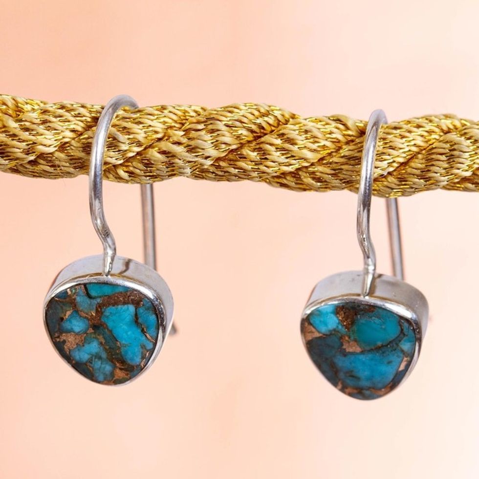 Taxco Composite Turquoise Drop Earrings from Mexico 'Gleaming Gems'