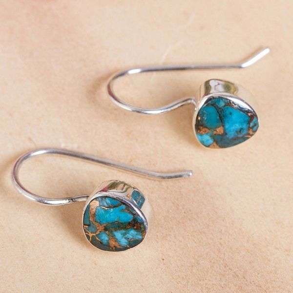 Alternate image for Taxco Composite Turquoise Drop Earrings from Mexico Gleaming Gems