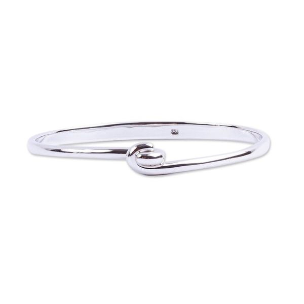 Alternate image for Modern Minimalist Sterling Silver Bangle Bracelet from Taxco Clasping Hands