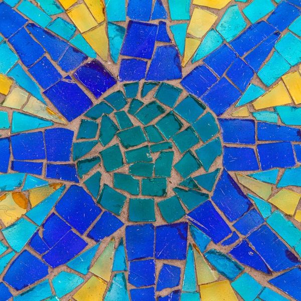 Alternate image for Colored Glass Mosaic Wall Hanging in Floral Design Mexico Mexican Mandala
