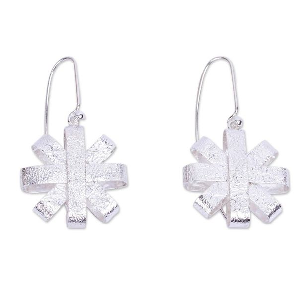 Alternate image for Handmade Sterling Silver Earrings Asterisk