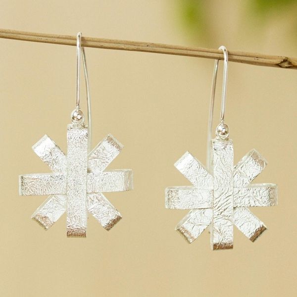 Alternate image for Handmade Sterling Silver Earrings Asterisk