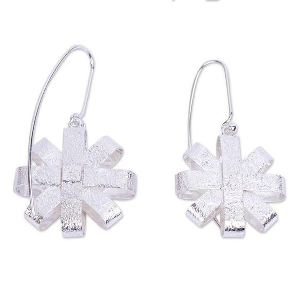 Alternate image for Handmade Sterling Silver Earrings Asterisk