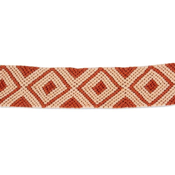 Alternate image for Russet and Peach 100 Macrame Cotton Bracelet from Chiapas Russet Diamonds