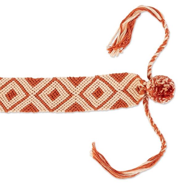 Alternate image for Russet and Peach 100 Macrame Cotton Bracelet from Chiapas Russet Diamonds