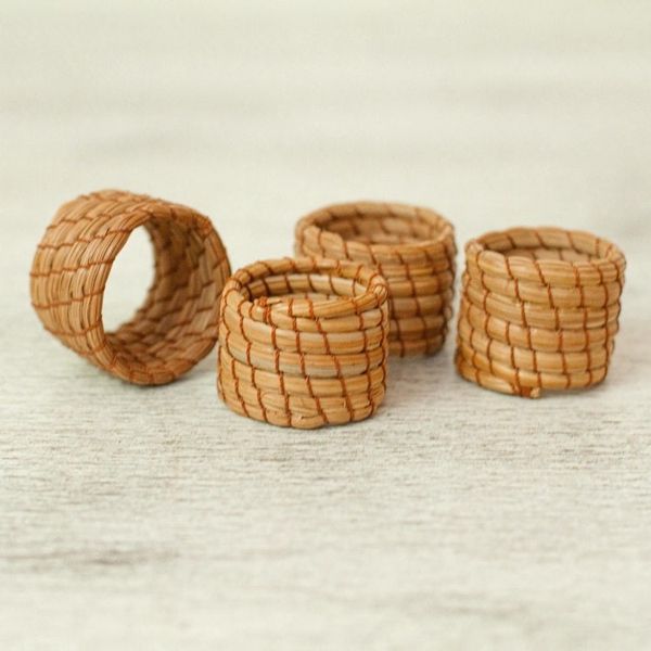 Alternate image for Handwoven Pine Needle Napkin Rings Set of 4 Taste of Home