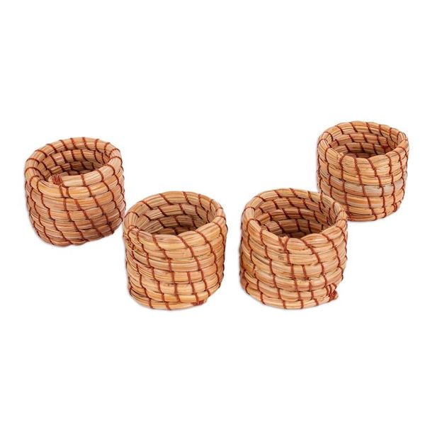 Alternate image for Handwoven Pine Needle Napkin Rings Set of 4 Taste of Home