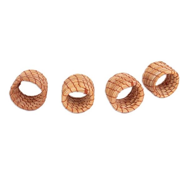 Alternate image for Handwoven Pine Needle Napkin Rings Set of 4 Taste of Home