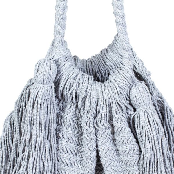Alternate image for Macrame Cotton Shoulder Bag in Light Grey Terra Fria in Ash