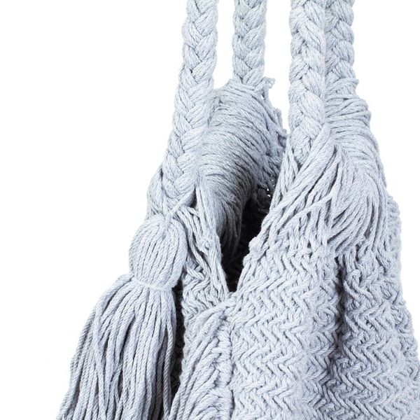 Alternate image for Macrame Cotton Shoulder Bag in Light Grey Terra Fria in Ash