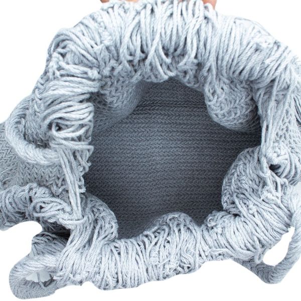 Alternate image for Macrame Cotton Shoulder Bag in Light Grey Terra Fria in Ash