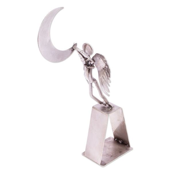 Alternate image for Angel-themed Recycled Metal Sculpture Capture the Moon