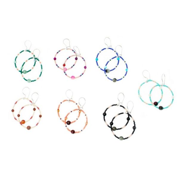Alternate image for Multi-Colored Beaded Hoop Earrings Set of 7 Seven Days