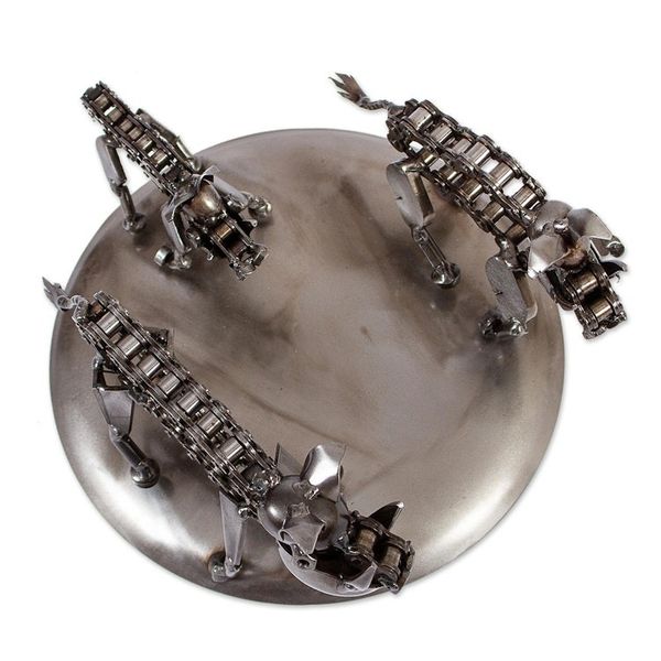 Alternate image for Hand Crafted Recycled Metal Art Boar Family Sculpture Rustic Wild Boar Family