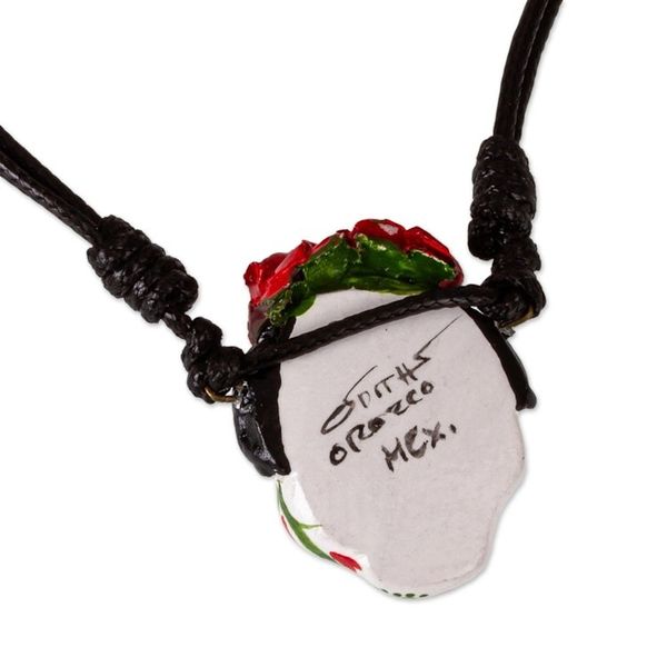 Alternate image for Skull Pendant Necklace on Adjustable Cord Romantic Calavera