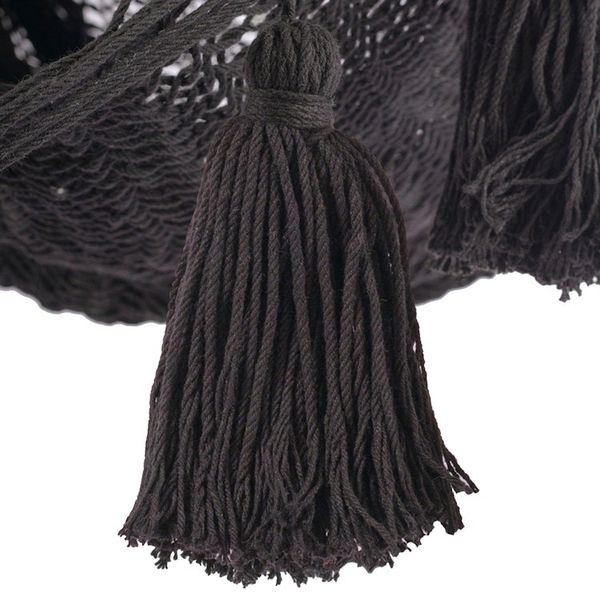 Alternate image for Tasseled Black Cotton Rope Mayan Hammock Swing Ocean Seat in Black