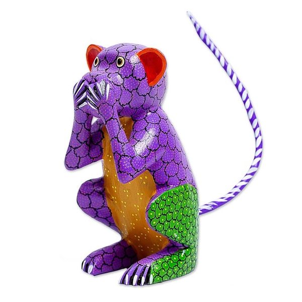 Alternate image for Wood Alebrije Carving of Multicolored Monkey from Oaxaca Speak No Evil