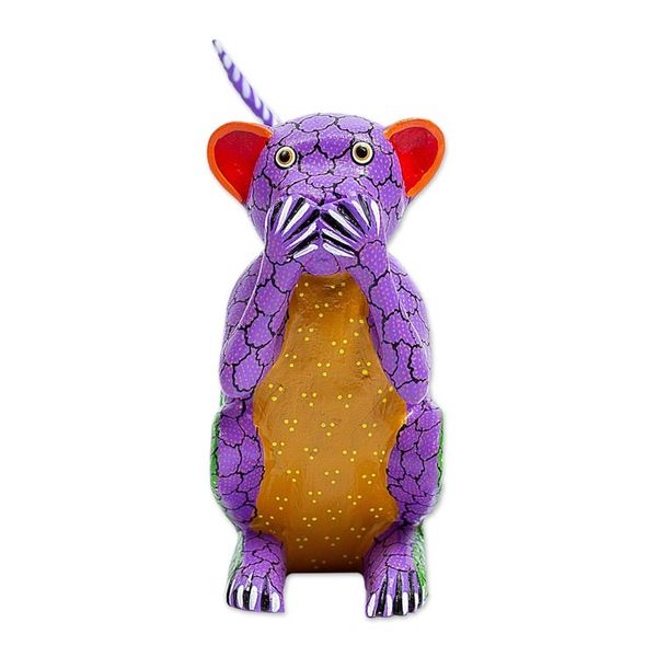 Alternate image for Wood Alebrije Carving of Multicolored Monkey from Oaxaca Speak No Evil