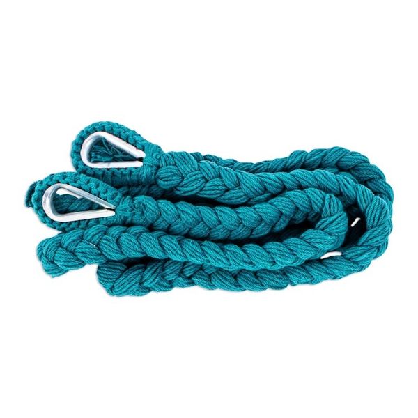 Alternate image for Fringed Teal Cotton Rope Mayan Hammock Swing from Mexico Sea Breezes in Teal
