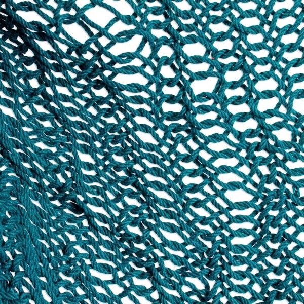 Alternate image for Fringed Teal Cotton Rope Mayan Hammock Swing from Mexico Sea Breezes in Teal