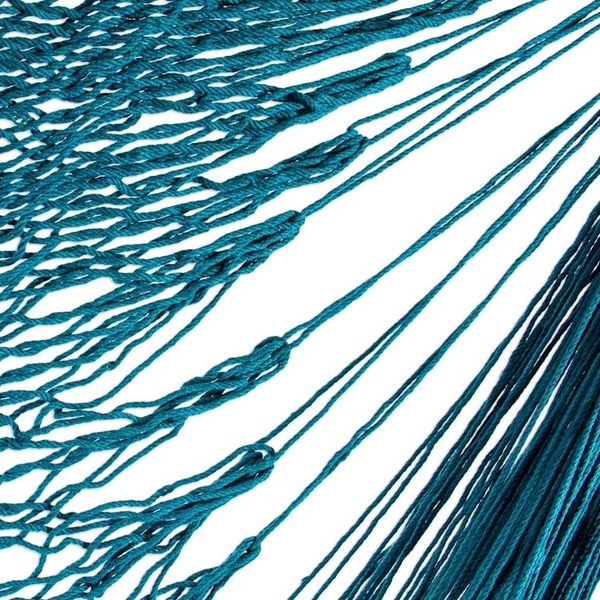 Alternate image for Fringed Teal Cotton Rope Mayan Hammock Swing from Mexico Sea Breezes in Teal