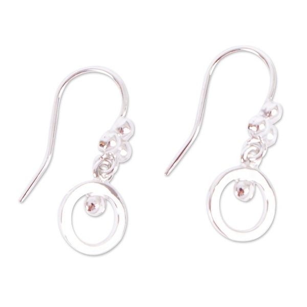 Alternate image for Taxco Fine Silver Modern Dangle Earrings from Mexico Silver Grains